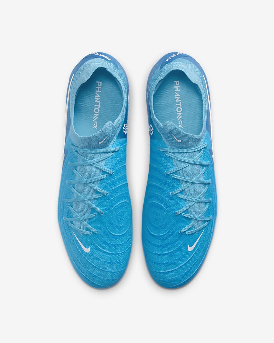 Nike Phantom GX 2 Pro Botes de futbol de perfil baix per a terreny ferm - Blue Fury/Blanc