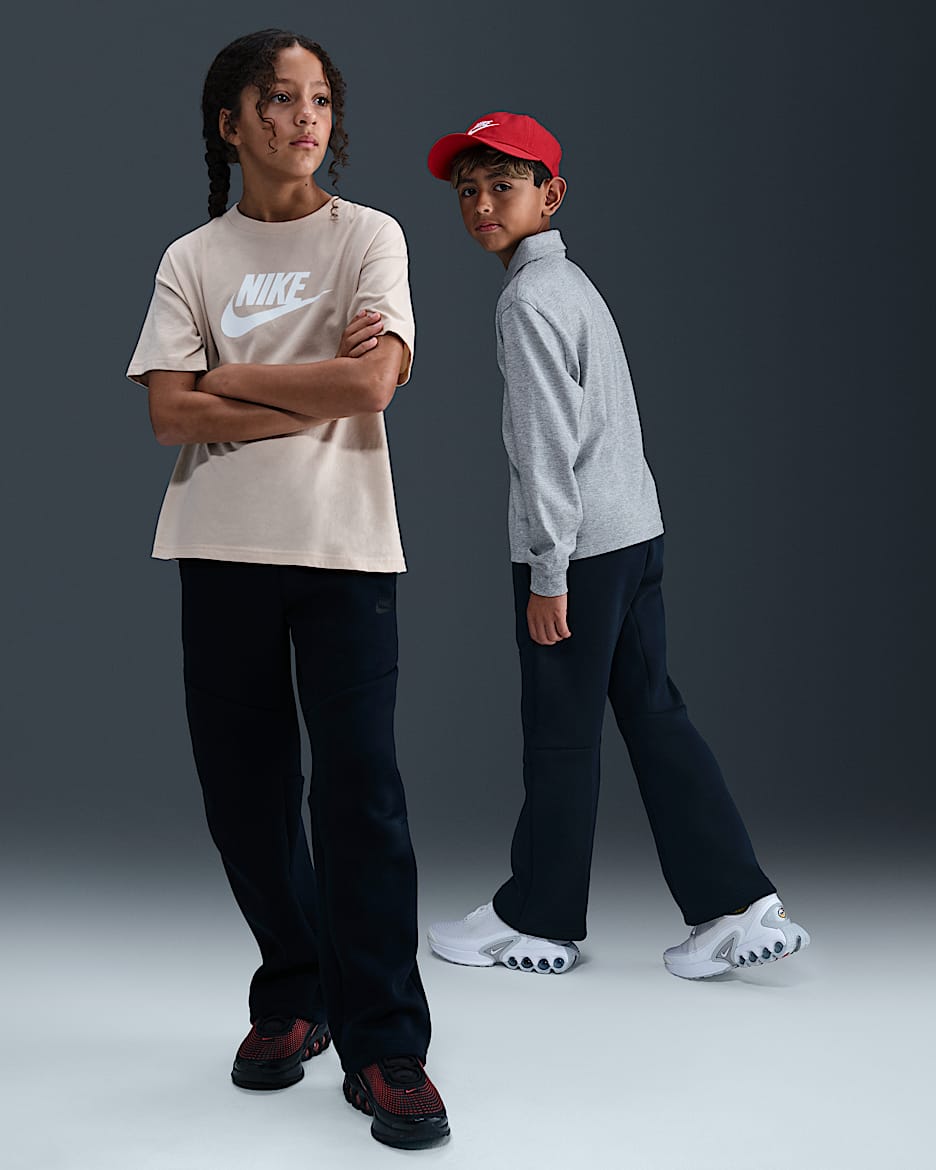 Nike Sportswear Tech Fleece Big Kids' (Boys') Open-Hem Pants - Obsidian/Black/Black