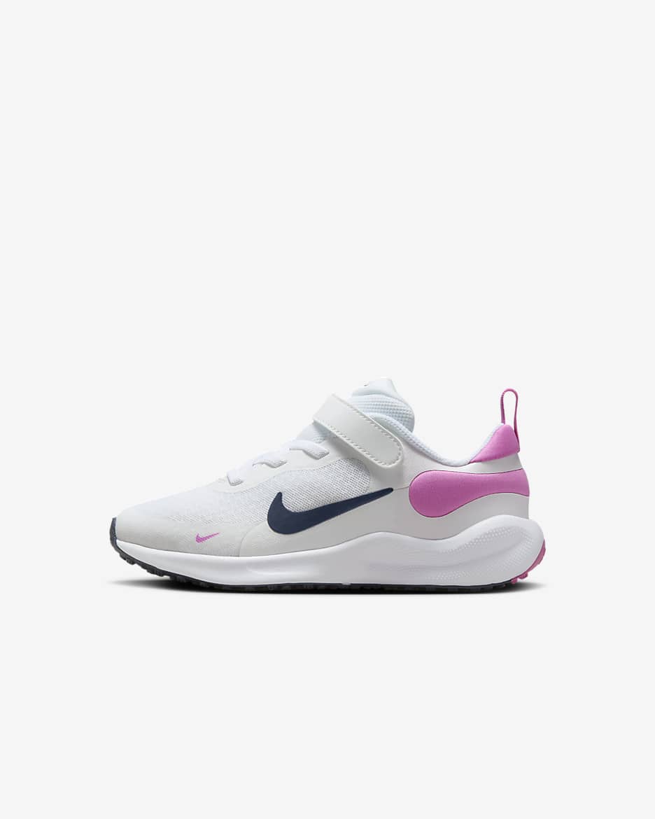 Nike Revolution 7 Younger Kids' Shoes - White/Playful Pink/Midnight Navy