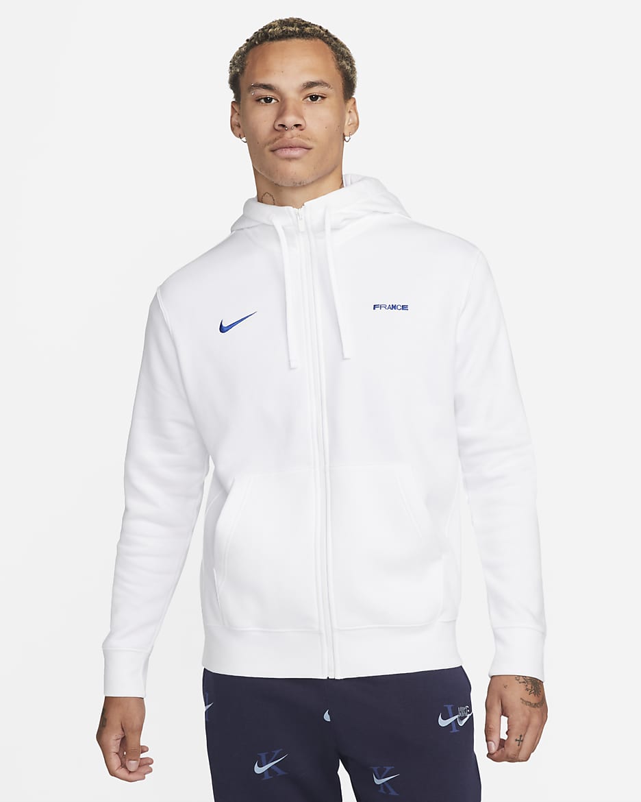 FFF Club Fleece Men's Full-Zip Hoodie - White/Game Royal