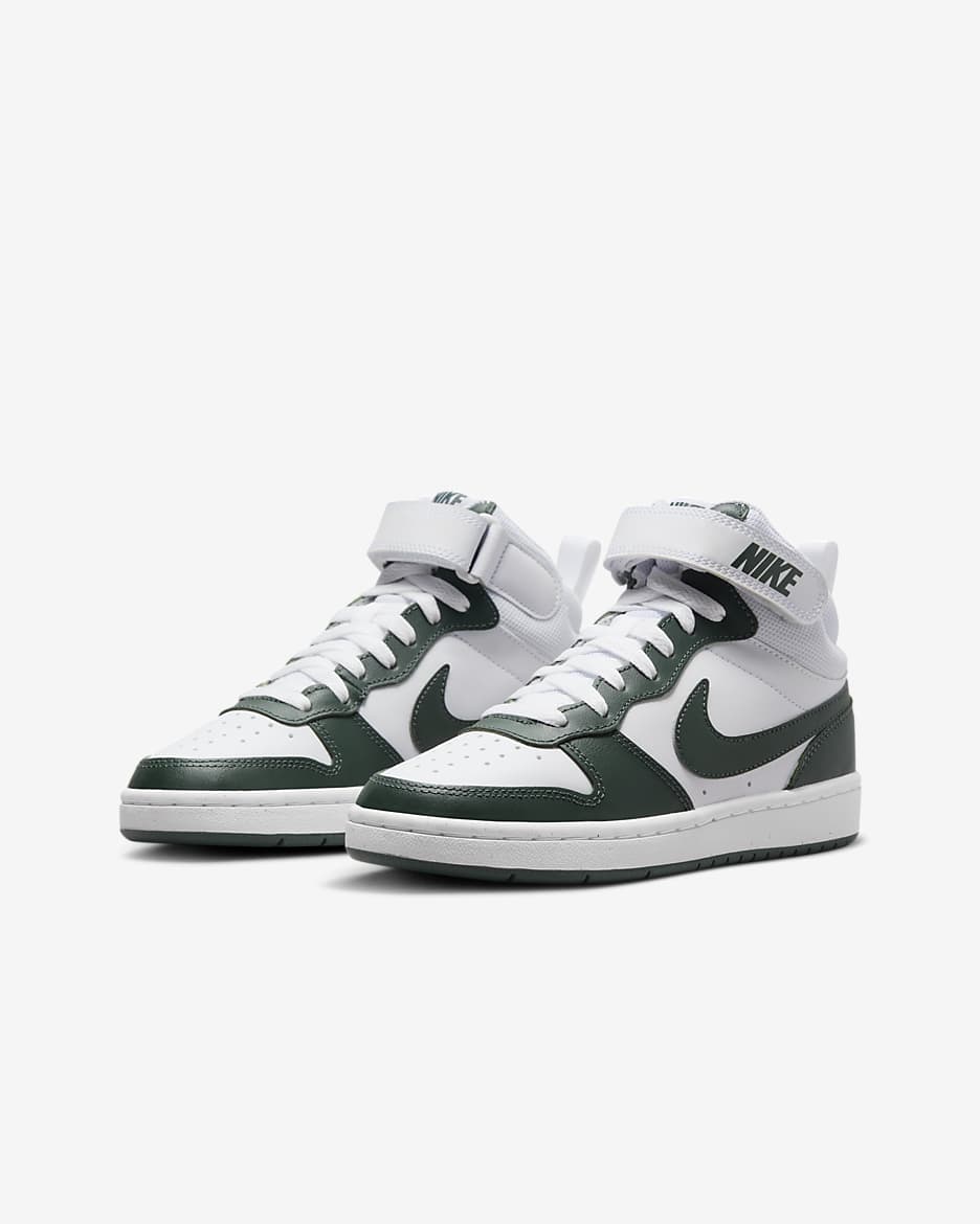 Nike Court Borough Mid 2 Big Kids' Shoes - White/Vintage Green