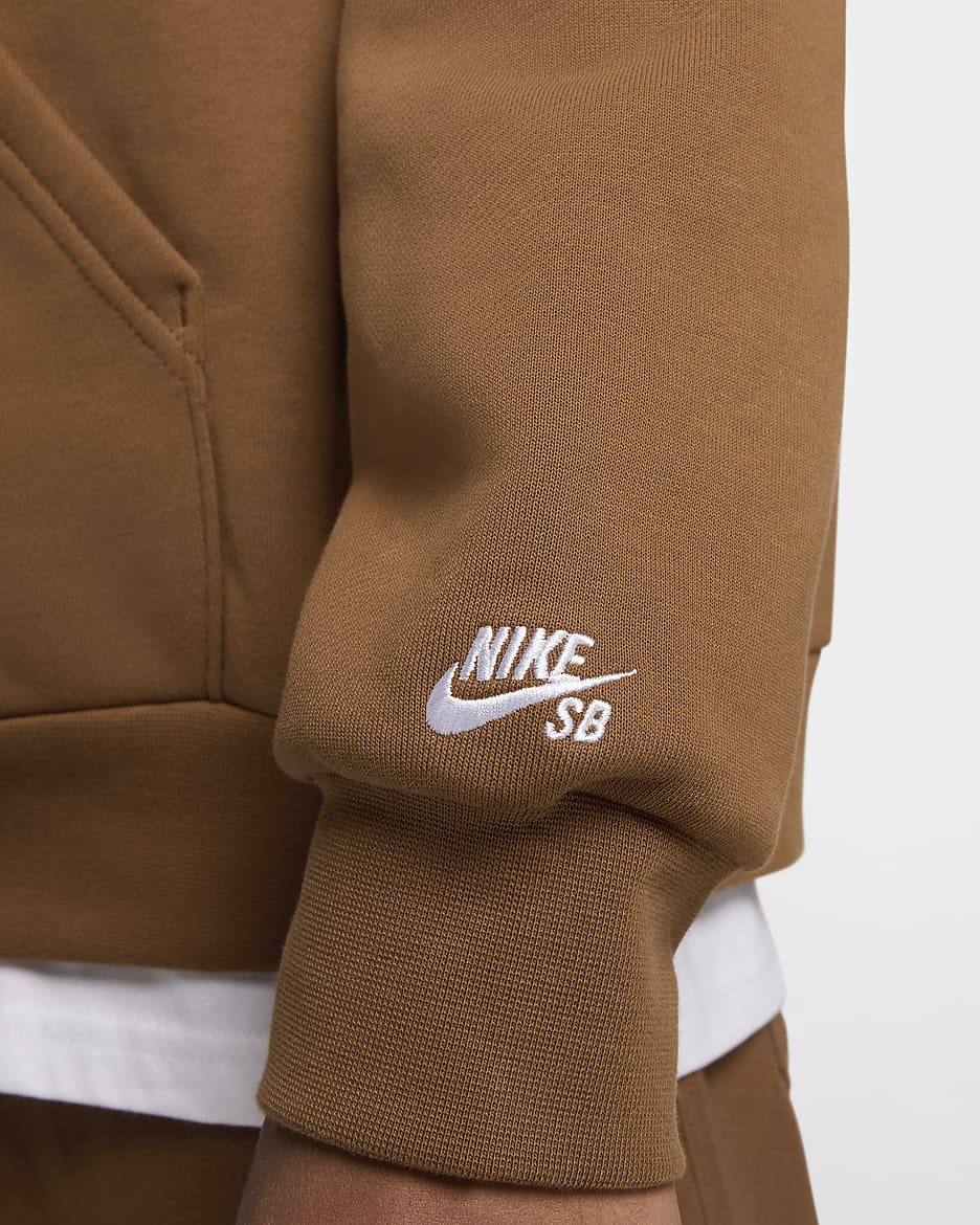 Nike SB Sudadera con capucha de skateboard de tejido Fleece - Light British Tan/Blanco