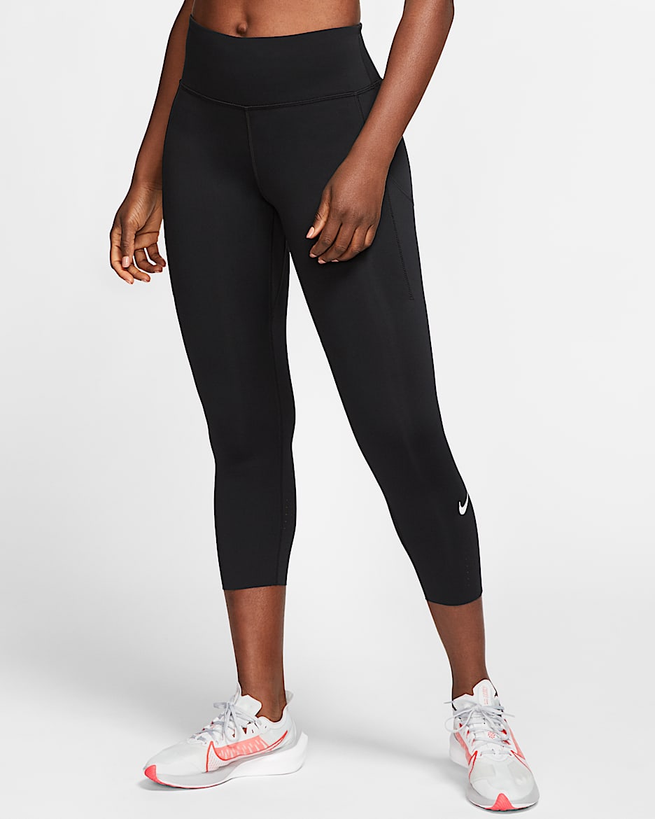 Nike Epic Luxe 3/4-Lauf-Leggings mit halbhohem Bund und Tasche für Damen - Schwarz