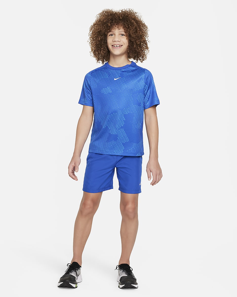 Playera de manga corta Dri-FIT para niños talla grande Nike Multi - Royal juego/Blanco