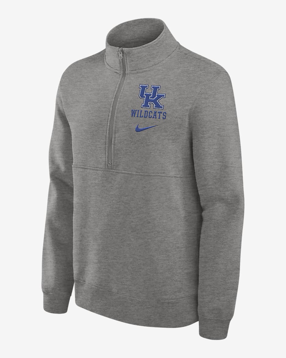 Kentucky Wildcats Primetime Club Men's Nike College 1/2-Zip Crew - Grey Heather