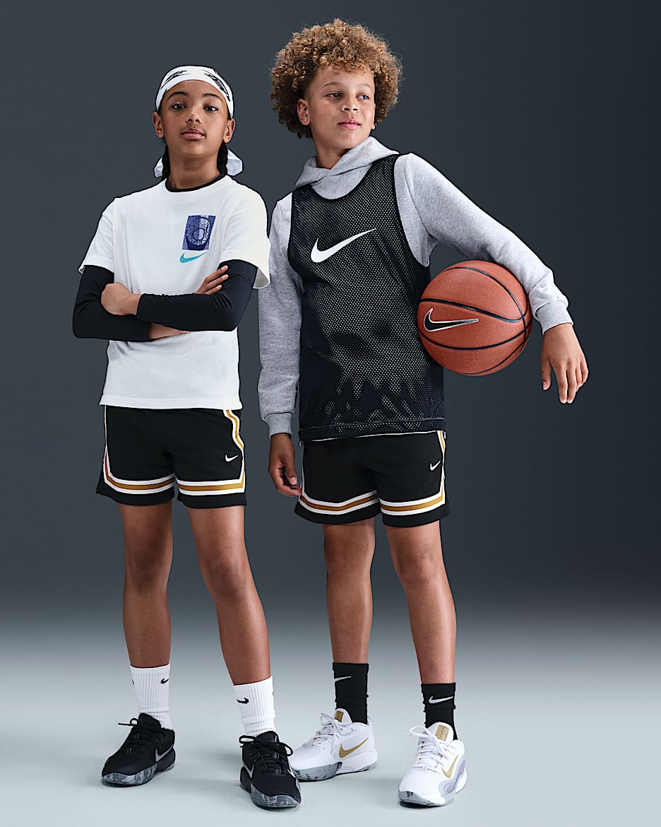 Shorts de básquetbol Dri-FIT de 13 cm para niños talla grande Nike Crossover - Negro/Limón brillante/Blanco