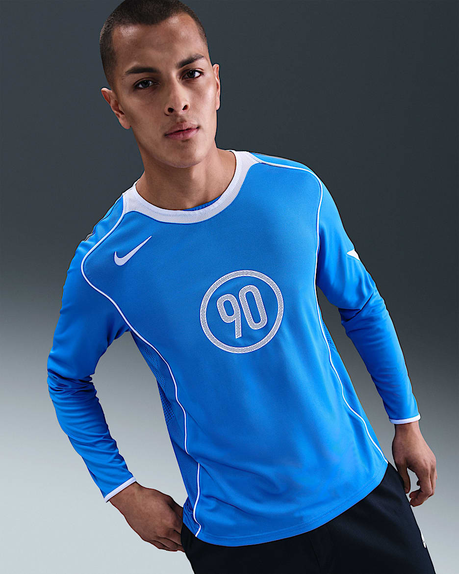 Nike Total 90 Men's Dri-FIT Long-Sleeve Soccer Top - Light Photo Blue/White/White/White