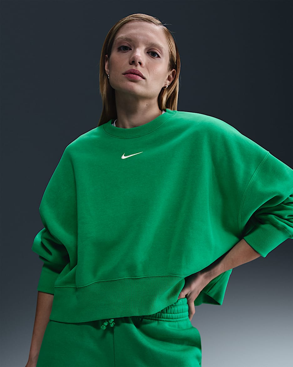 Nike Sportswear Phoenix Fleece Women's Over-Oversized Crew-Neck Sweatshirt - Stadium Green/Sail