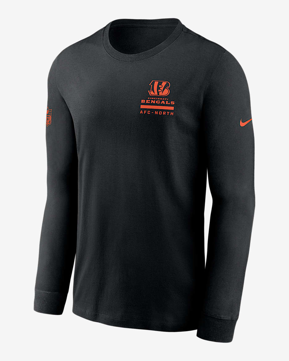 Cincinnati Bengals Sideline Team Issue Men's Nike Dri-FIT NFL Long-Sleeve T-Shirt - Black