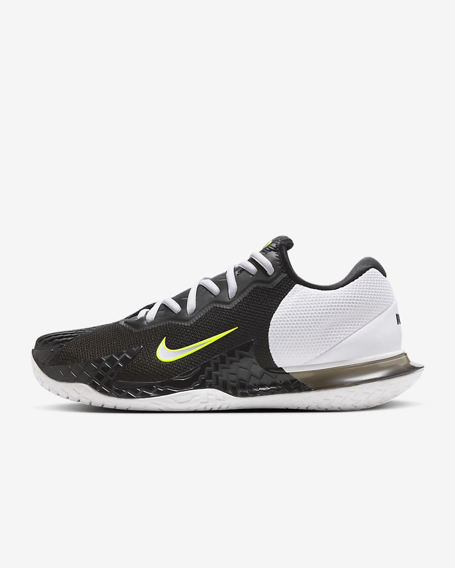 NikeCourt Vapor Cage 4 Rafa Men’s Hard Court Tennis Shoes - Black/White/Volt/Metallic Silver