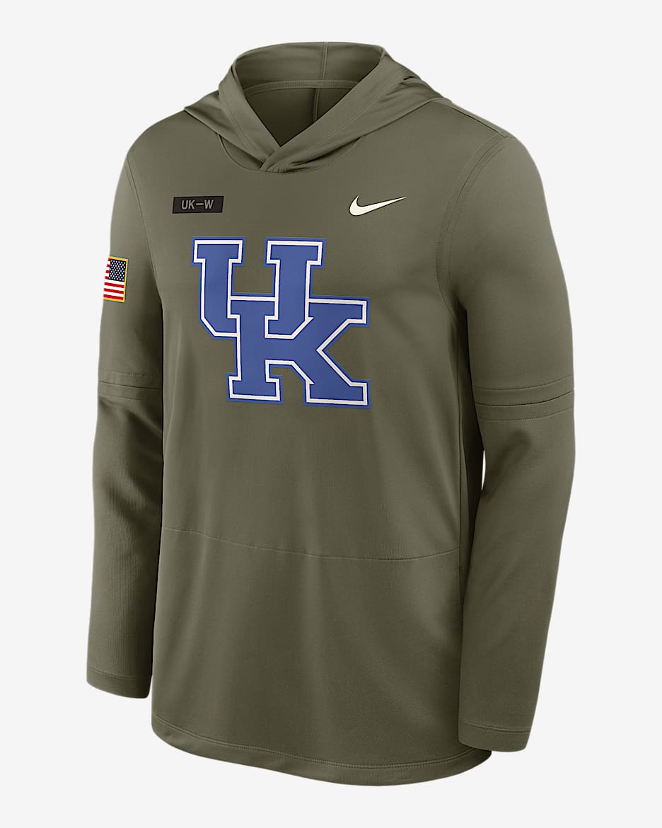 Kentucky 2025 Military Appreciation Men's Nike Dri-FIT College Long-Sleeve Hooded Top - Olive