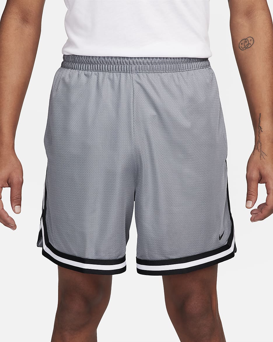 Shorts de básquetbol Dri-FIT de 15 cm para hombre Nike DNA - Gris azulado/Negro/Negro