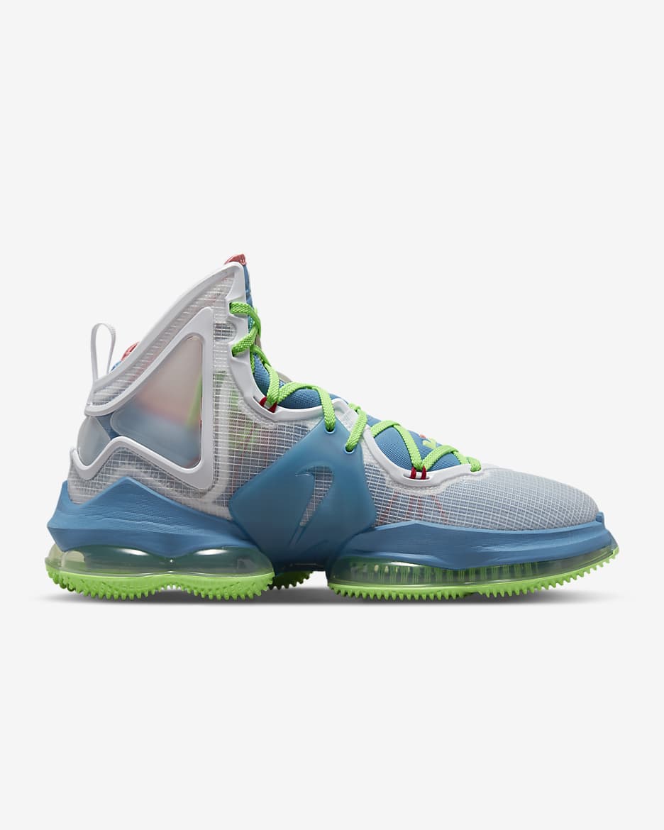 LeBron 19 Basketball Shoes - Dutch Blue/Lime Glow/White/Pomegranate