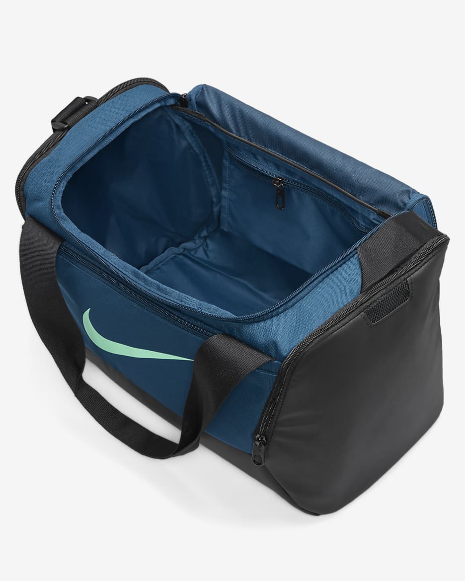 Nike Brasilia 9.5 Training Duffel Bag (Extra-Small, 25L) - Valerian Blue/Black/Green Glow