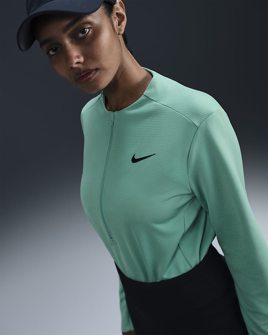Nike Advantage Women's Dri-FIT UV 1/2-Zip Golf Top - Green Frost/Black