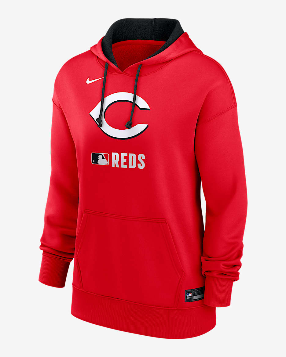 Sudadera con gorro sin cierre Nike Therma de la MLB para mujer Cincinnati Reds Authentic Collection - Rojo