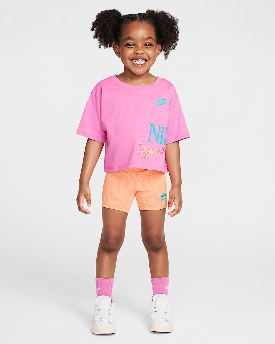 Nike Toddler Wild Flower Boxy T-Shirt and Shorts Set - Apricot Agate