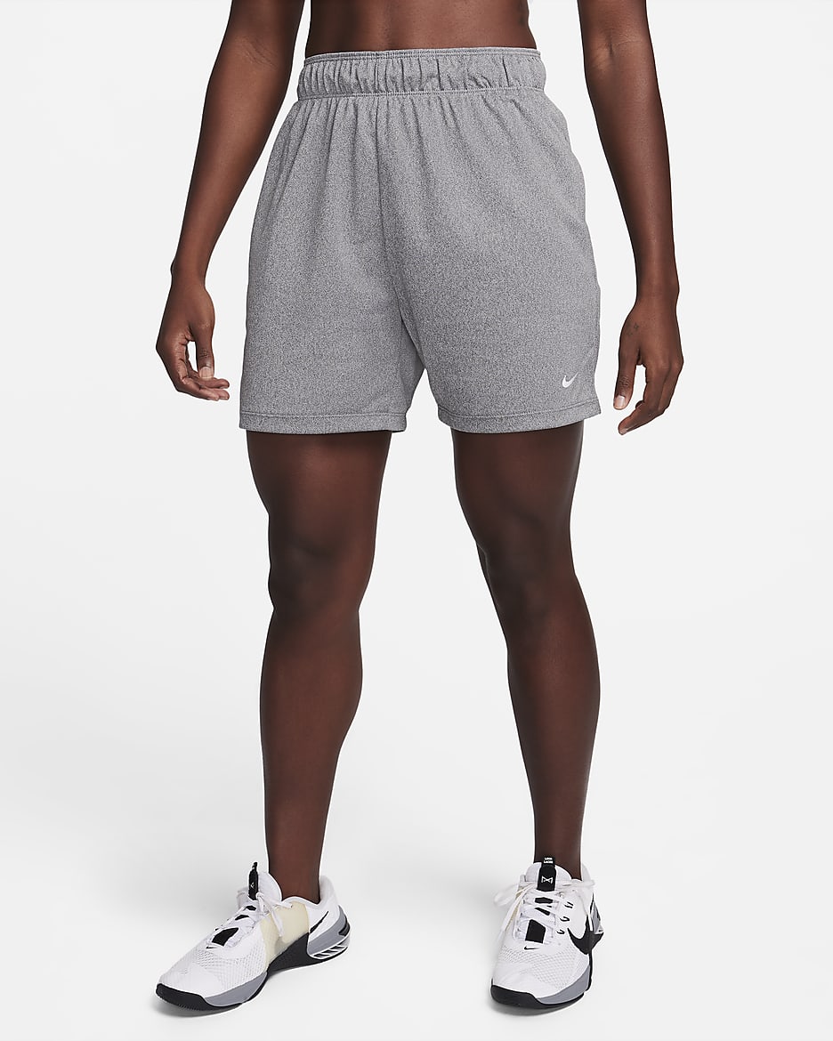 Nike Attack Women's Dri-FIT Fitness Mid-Rise 5" Unlined Shorts - Iron Grey/Heather/Light Iron Ore