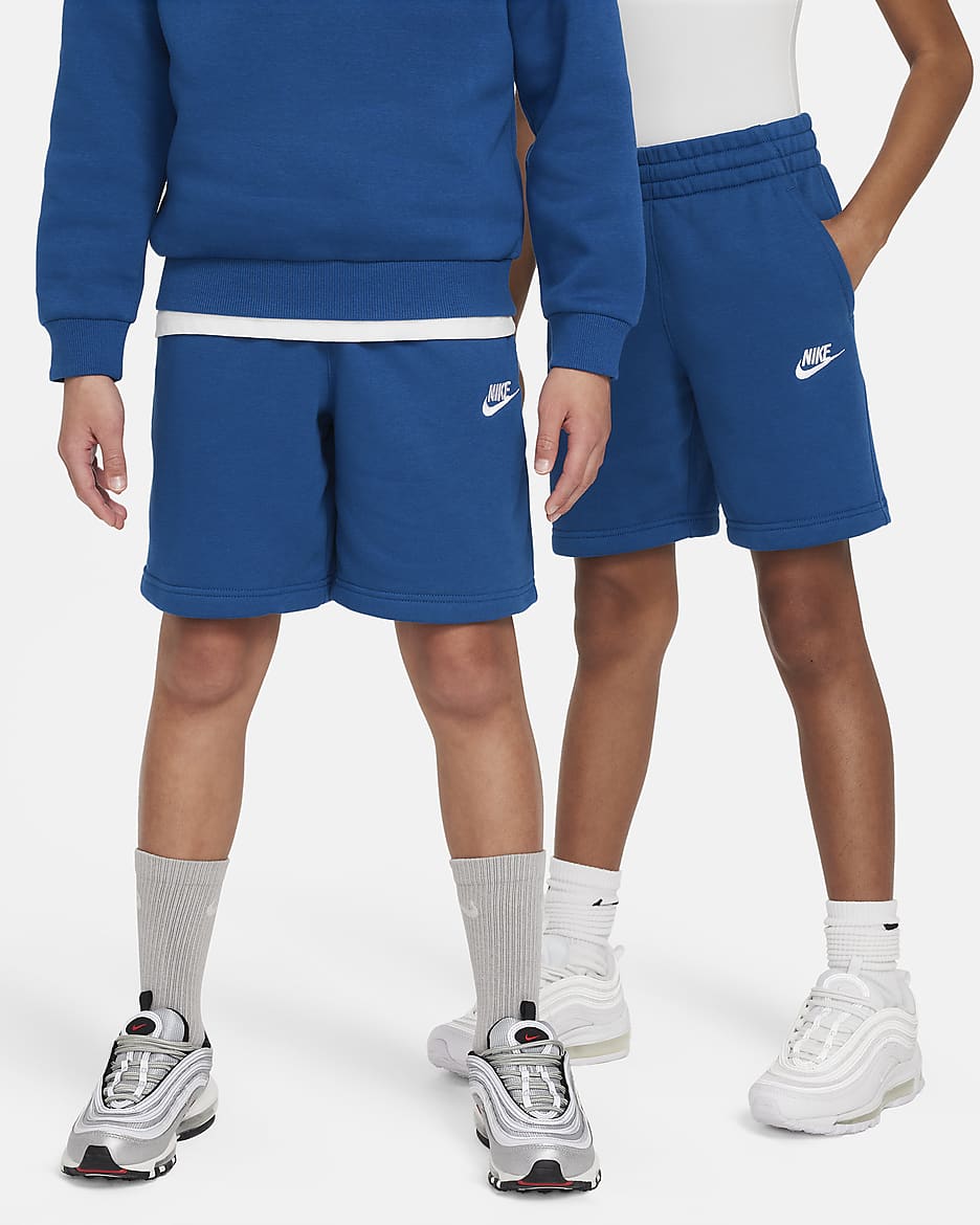 Nike Sportswear Club Fleece Older Kids' French Terry Shorts - Court Blue/White