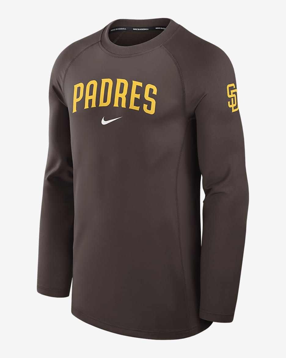 Playera de manga larga Nike Dri-FIT de la MLB para hombre San Diego Padres Authentic Collection Game Time - Marrón