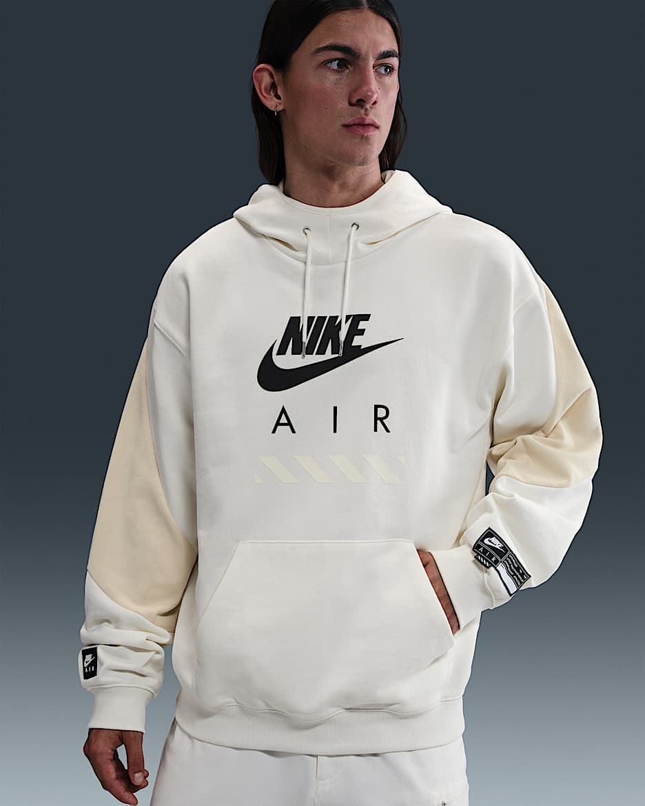 Sudadera con gorro sin cierre de tejido Fleece para hombre Nike Air - Vela/Caqui claro/Negro