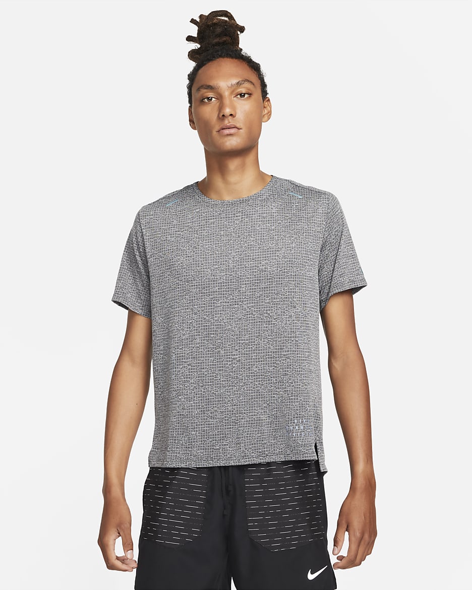 Playera de running de manga corta para hombre Nike Dri-FIT Run Division - Negro/Gris humo oscuro/Puro