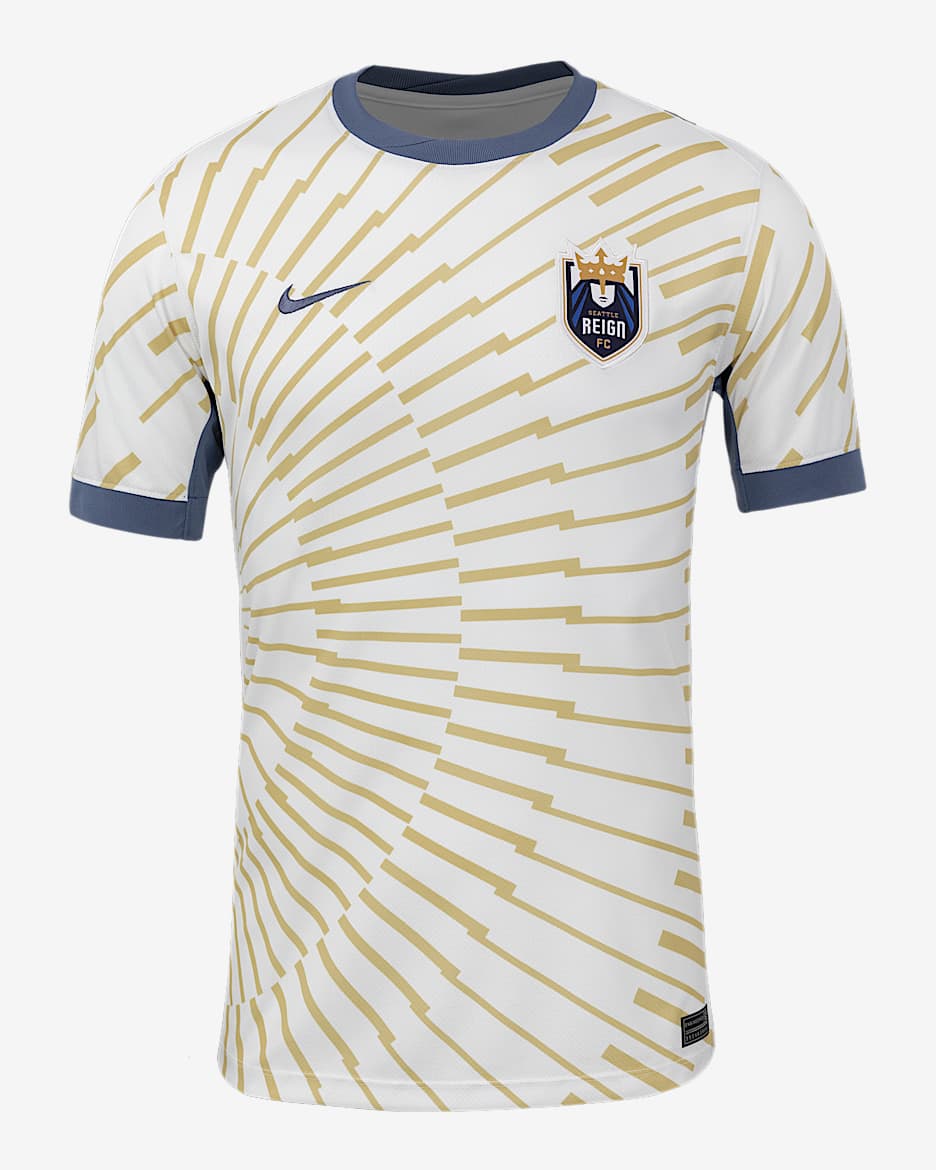 Jersey Nike Dri-FIT de la NWSL Replica para hombre Seattle Reign FC visitante 2025 Stadium - Blanco cumbre/Oro team