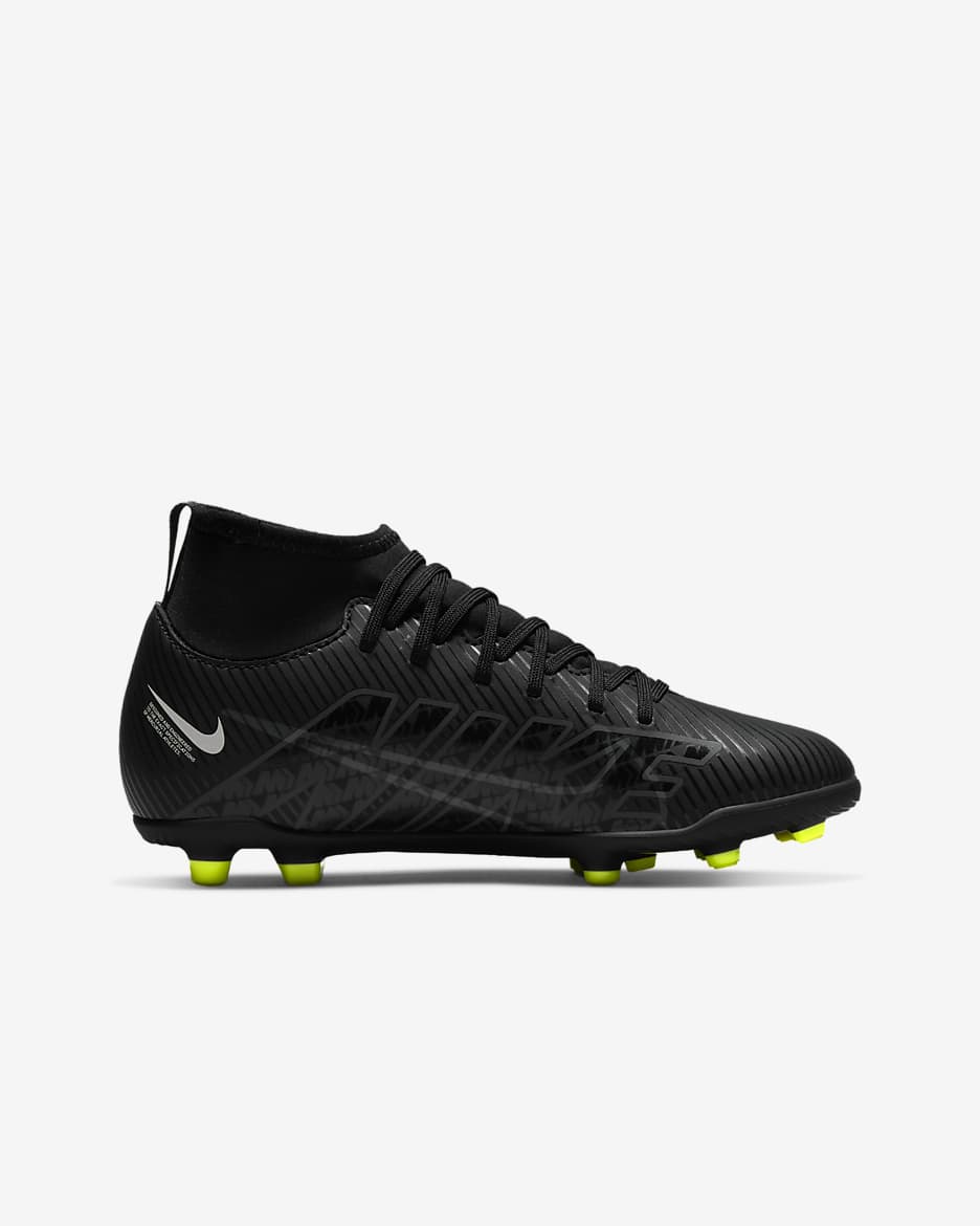 Nike Jr. Mercurial Superfly 9 Club Younger/Older Kids' Multi-Ground High-Top Football Boot - Black/Summit White/Volt/Dark Smoke Grey