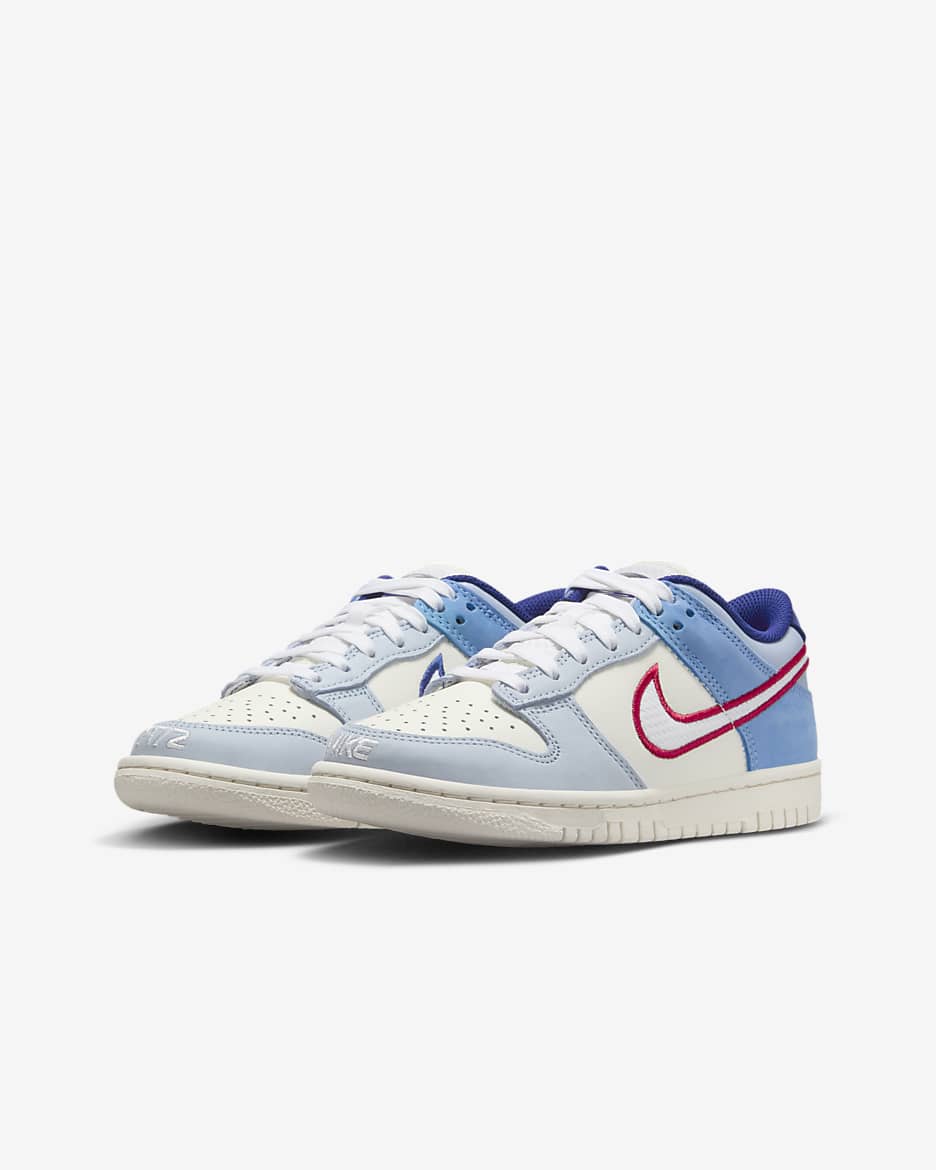 Nike Dunk Low Older Kids' Shoes - Sail/Sail/Light Armoury Blue/White