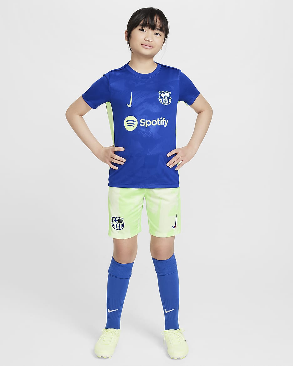 Předzápasové fotbalové tričko Nike Dri-FIT FC Barcelona Academy Pro Third pro větší děti - Old Royal/Old Royal/Lime Blast/Lime Blast