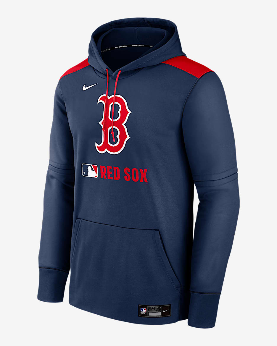Sudadera con gorro sin cierre Nike Therma de la MLB para hombre Boston Red Sox Authentic Collection - Azul marino