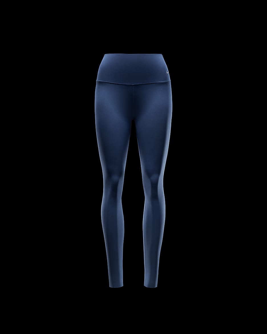 Leggings de largo completo de tiro alto y sujeción ligera para mujer Nike Zenvy - Azul marino militar/Negro