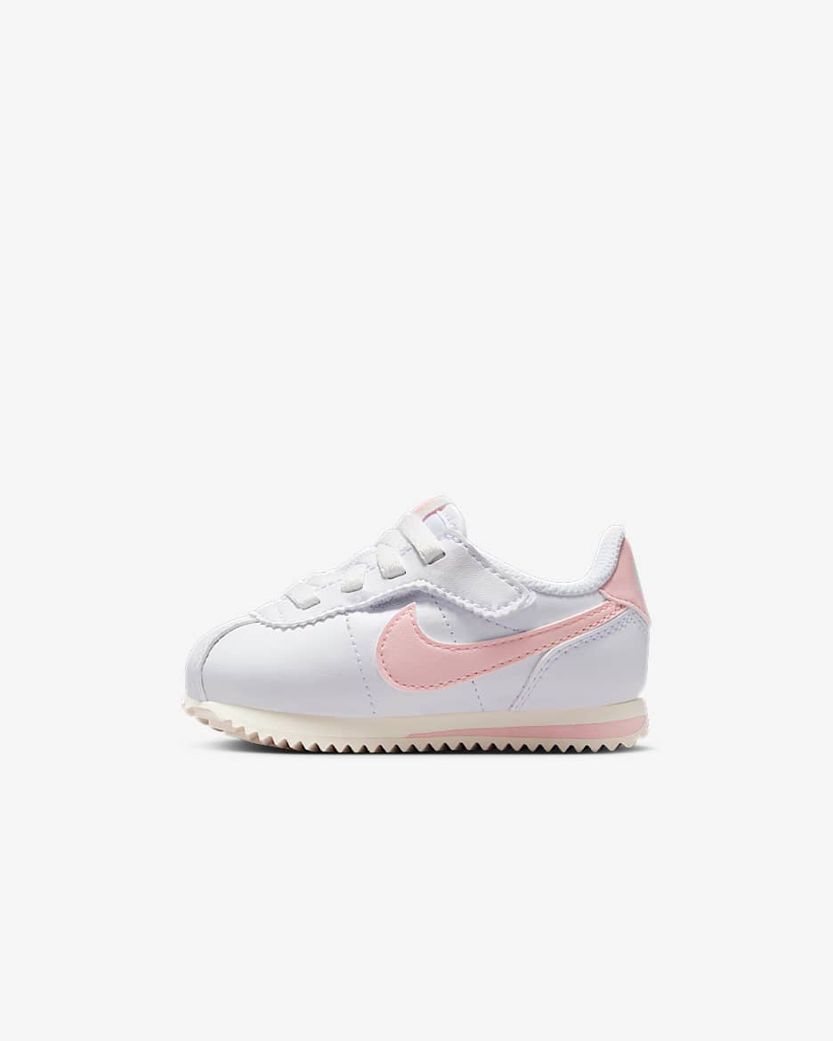 Tenis para bebé e infantil Nike Cortez EasyOn - Blanco/Vela/Rosa eco