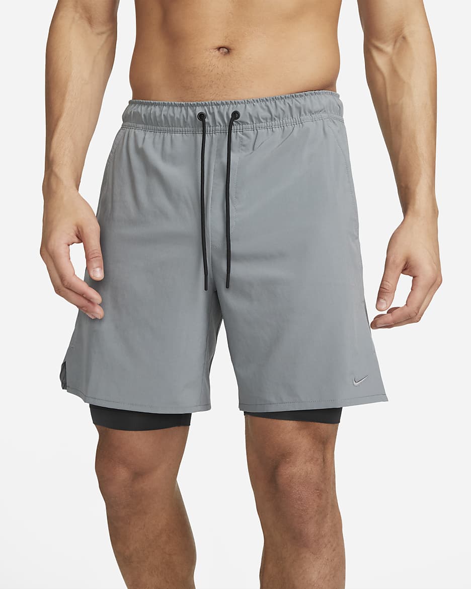 Nike Unlimited Men's Dri-FIT 18cm (approx.) 2-in-1 Versatile Shorts - Smoke Grey/Dark Smoke Grey/Black/Smoke Grey