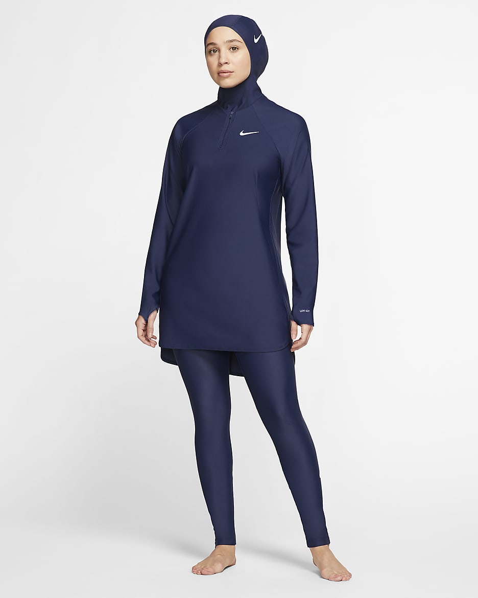 Tunica da bagno a copertura integrale Nike Victory - Donna - Midnight Navy/Midnight Navy/Bianco