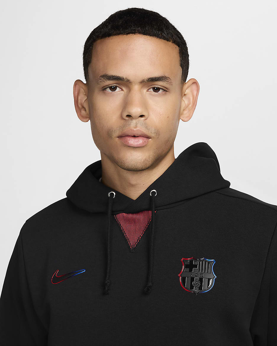 FC Barcelona Standard Issue Away Nike Dri-FIT Fußball-Hoodie (Herren) - Schwarz/Schwarz