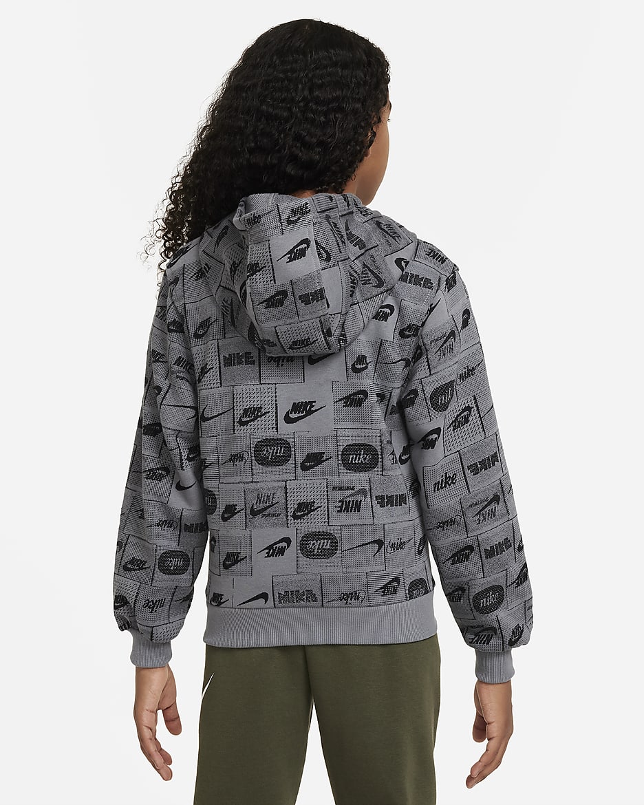 Nike Sportswear Club Fleece Older Kids' Hoodie - Smoke Grey/White