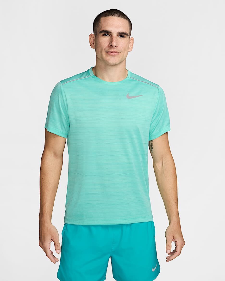 Nike Miler rövid ujjú férfi futófelső - Hyper Turquoise