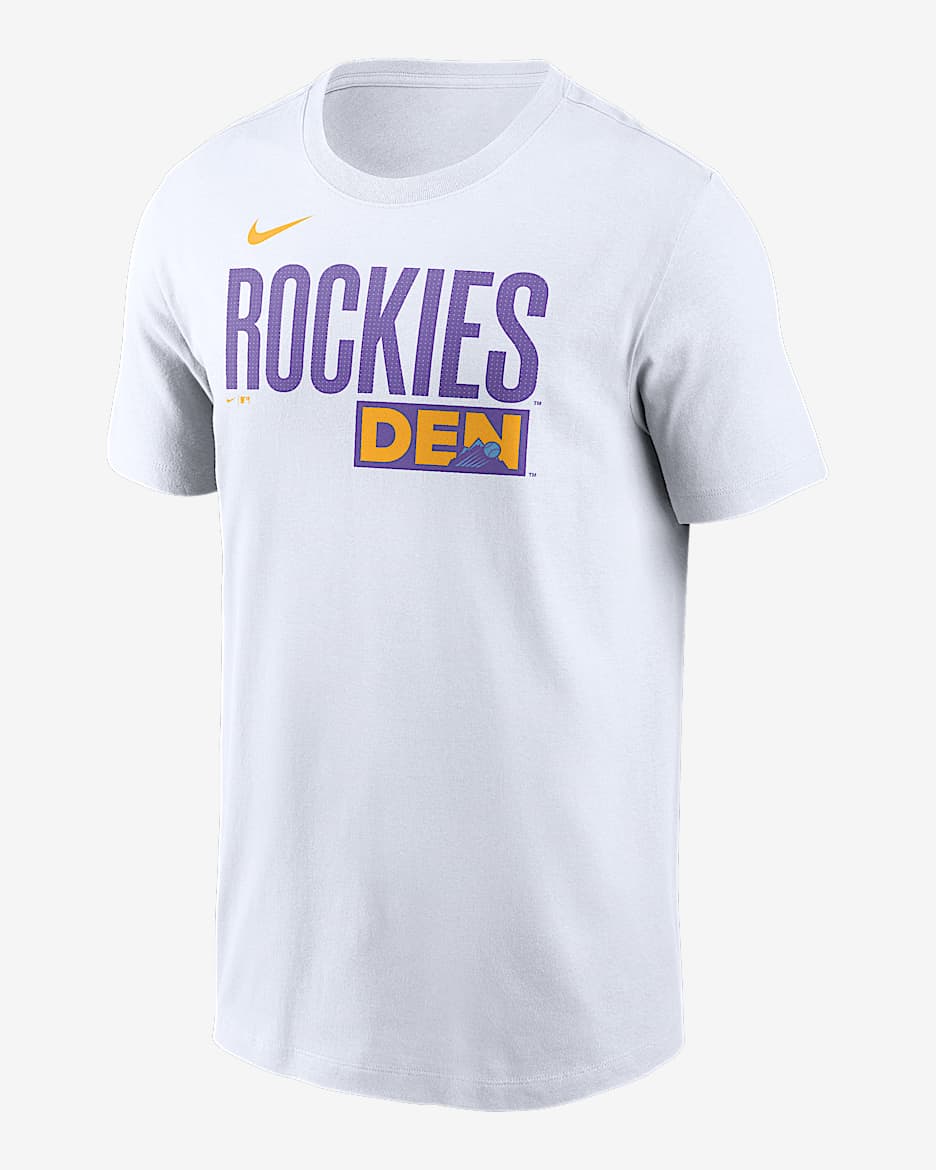 Playera Nike de la MLB para hombre Colorado Rockies City Connect Wordmark - Blanco