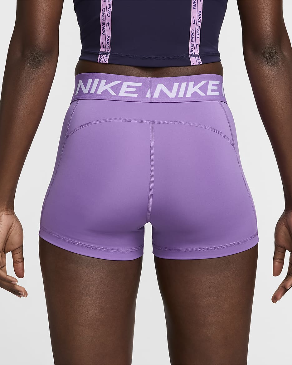 Nike Pro Women's 3" Shorts - Black Raspberry/White