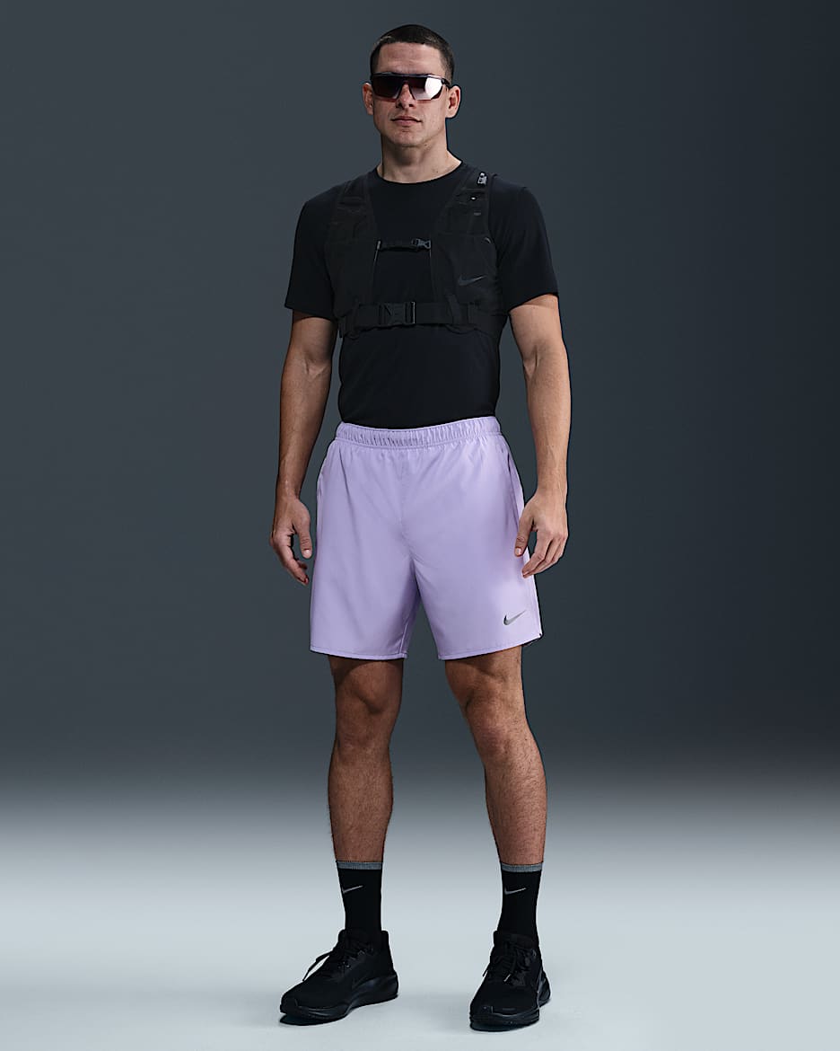 Nike Challenger Men's Dri-FIT 18cm (approx.) 2-in-1 Running Shorts - Hydrangeas/Hydrangeas/Black