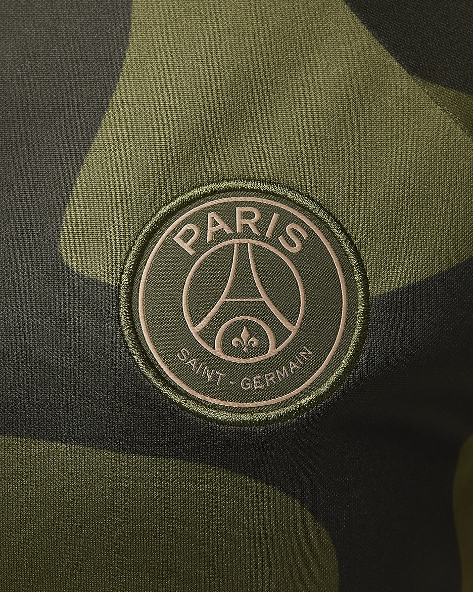 Paris Saint-Germain Academy Pro Vierde Jordan Dri-FIT warming-uptop voor dames - Rough Green/Sequoia/Dark Obsidian/Hemp