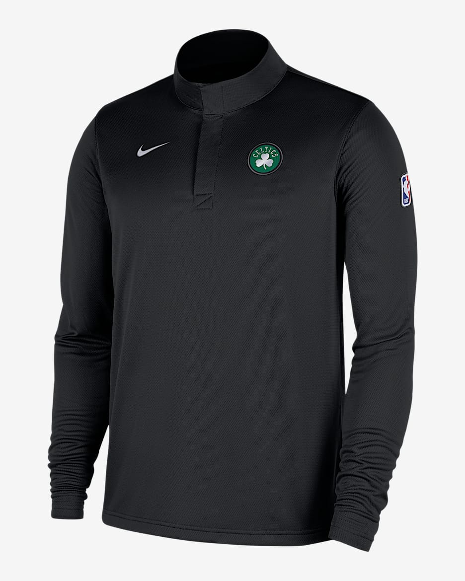 Boston Celtics Men's Nike Dri-FIT NBA 1/4-Zip Long-Sleeve Top - Black/White