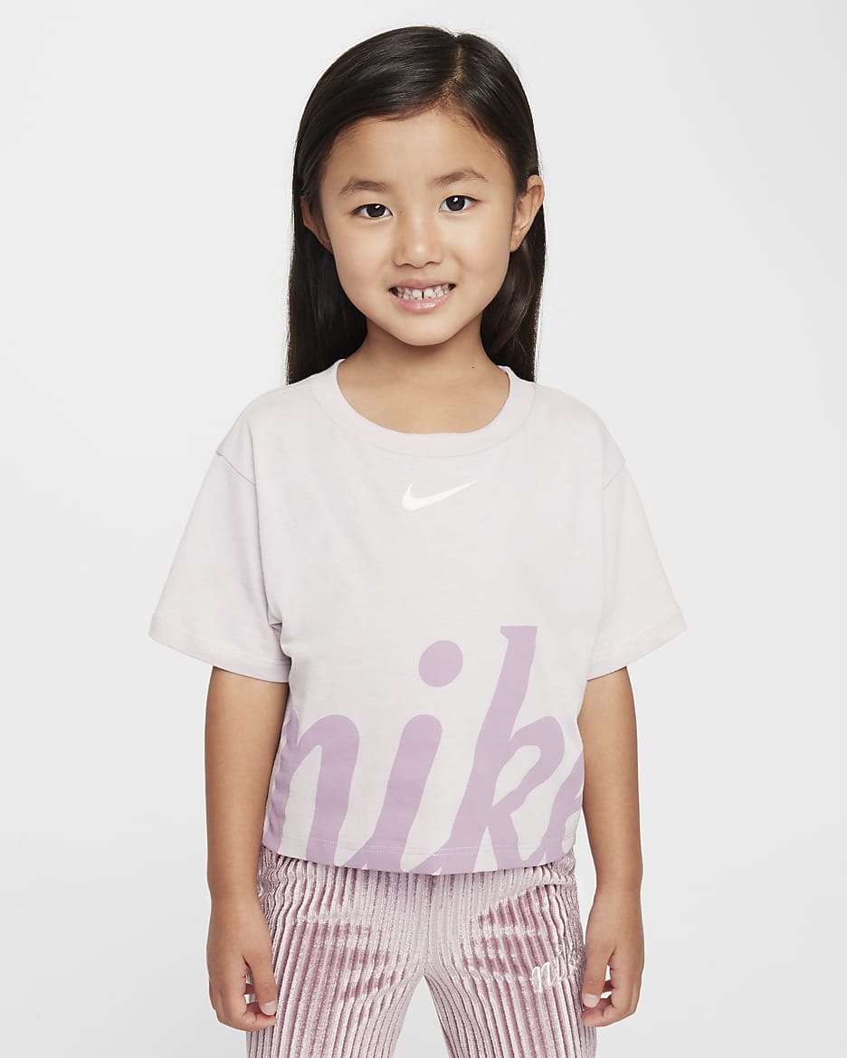 Playera con estampado cómoda para infantil Nike - Violeta platino