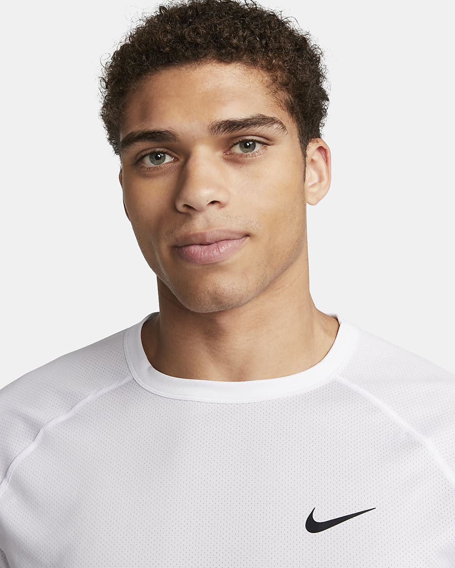 Camisola de fitness de manga curta Dri-FIT Nike Ready para homem - Branco/Preto