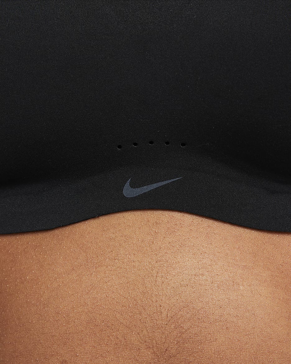 Nike Alate Minimalist enyhe tartást adó, párnázott női sportmelltartó - Fekete/Fekete/Dark Smoke Grey