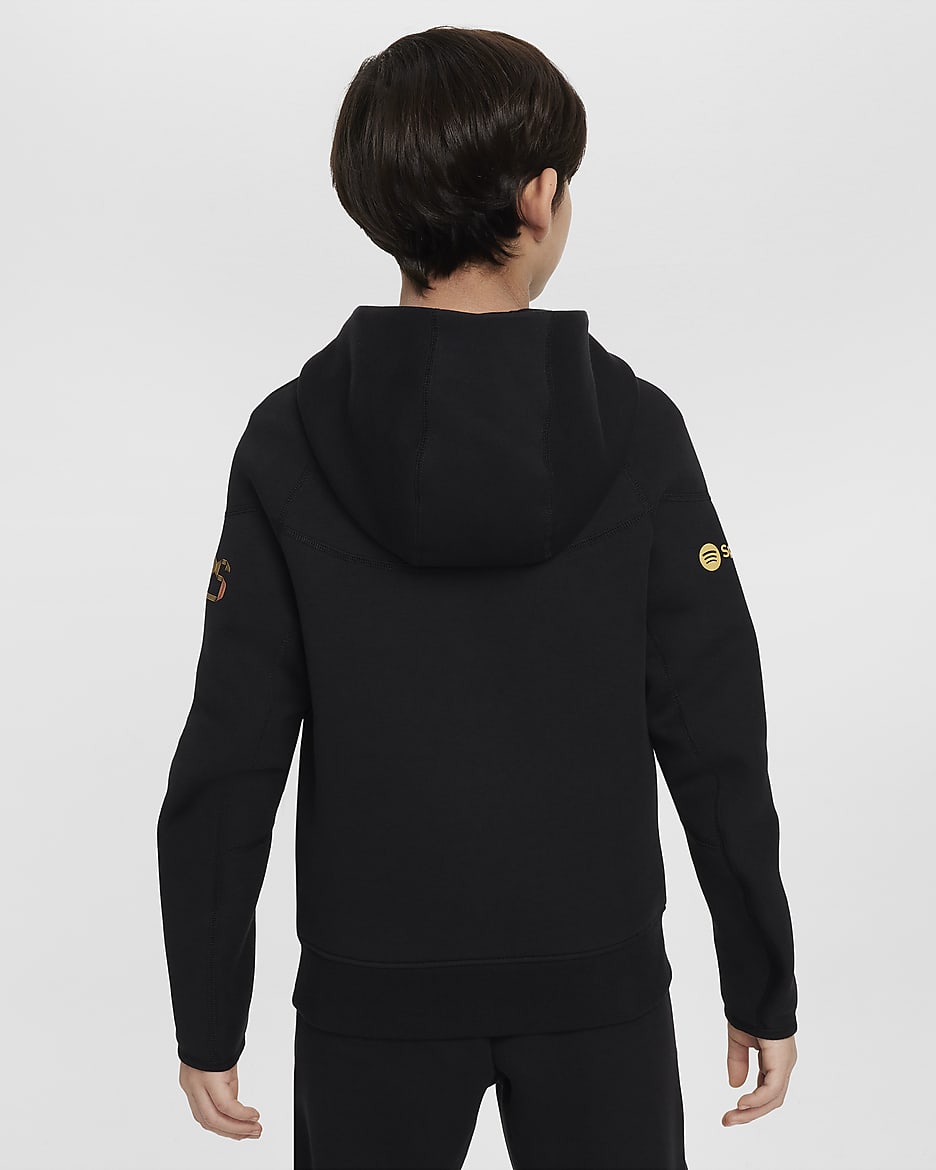 Sweat à capuche et zip Nike Football FC Barcelona Tech Fleece pour ado (garçon) - Noir/Club Gold