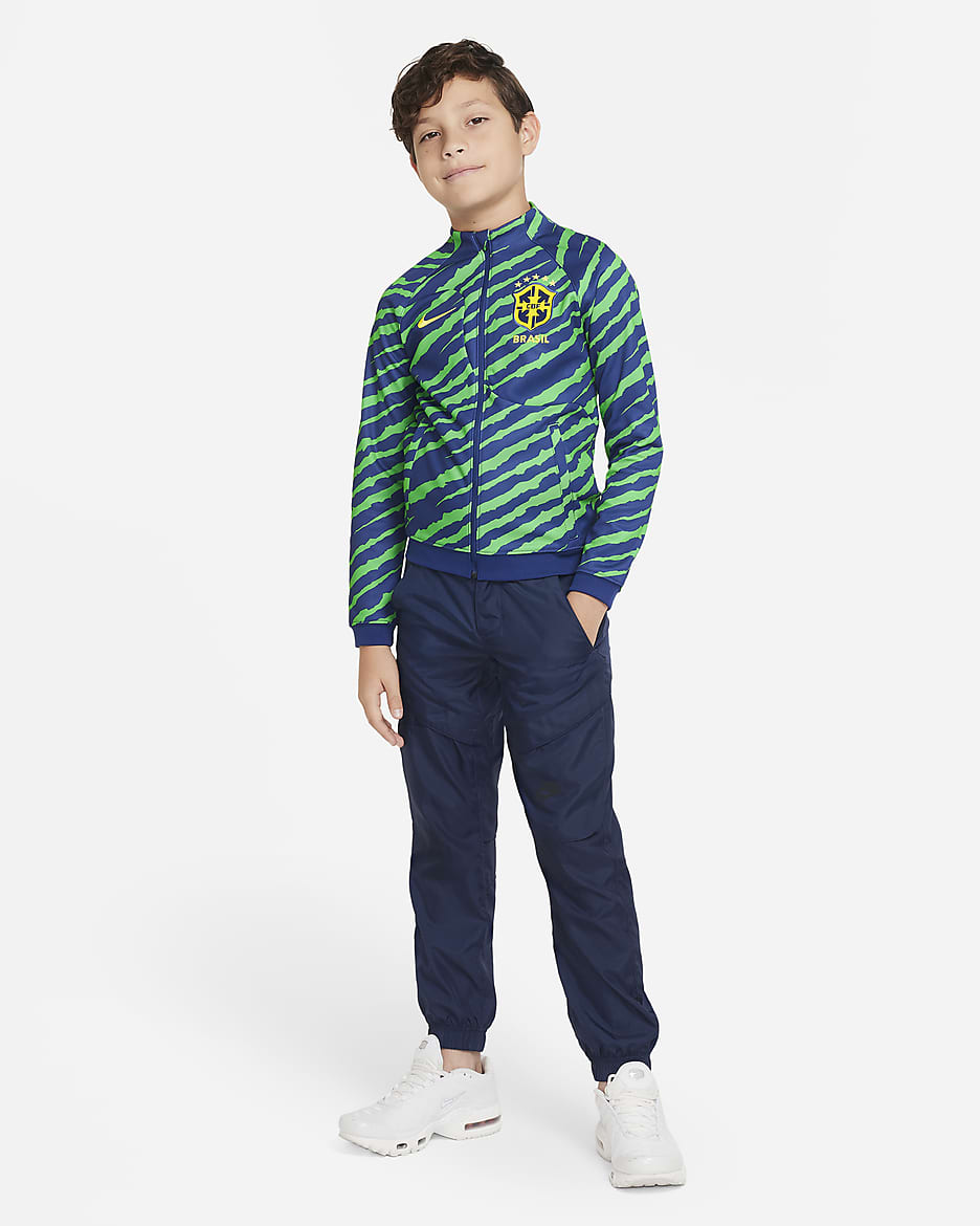 Brazil Academy Pro Big Kids' Nike Soccer Jacket - Coastal Blue/Light Green Spark/Dynamic Yellow