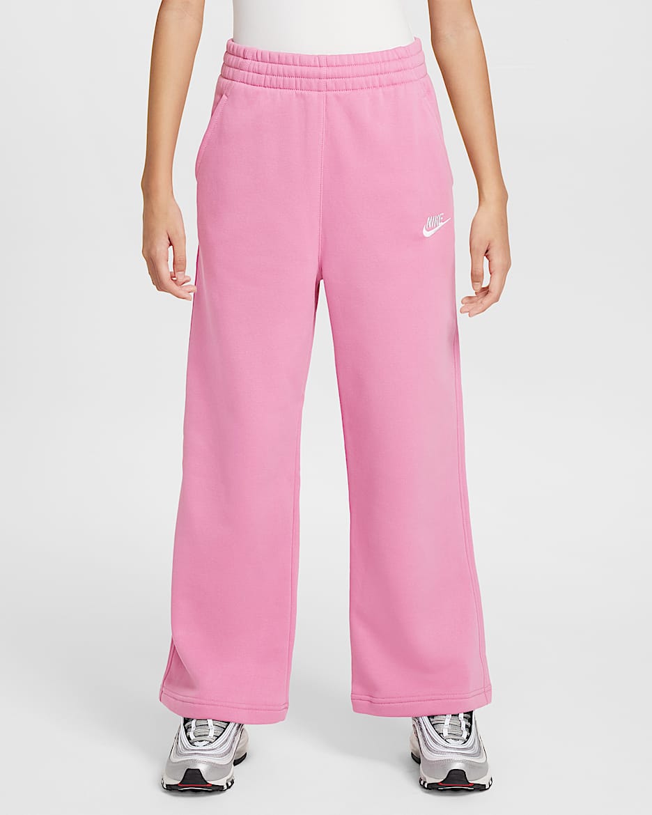 Pants de pierna ancha para niña Nike Sportswear Club Fleece - Flamenco mágico/Flamenco mágico/Blanco