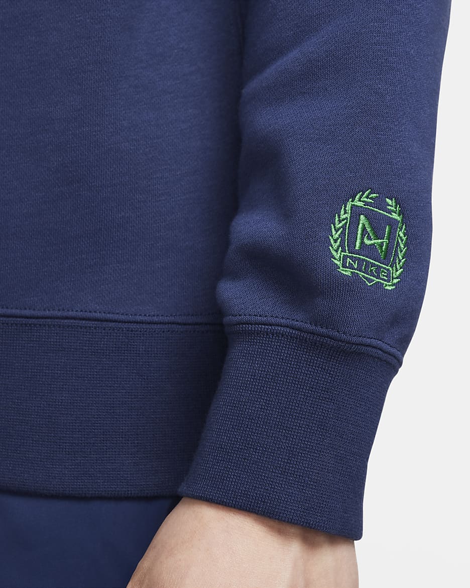 Nike Sportswear Men's French Terry Crewneck Sweatshirt - Midnight Navy/Aloe Verde/Midnight Navy